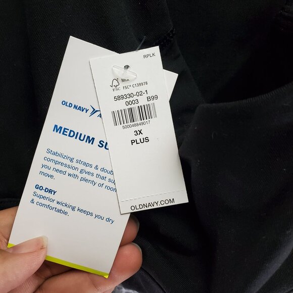 Old Navy Bra Womens 3X Plus Black Active Sports Bra Racerback - Picture 5 of 7